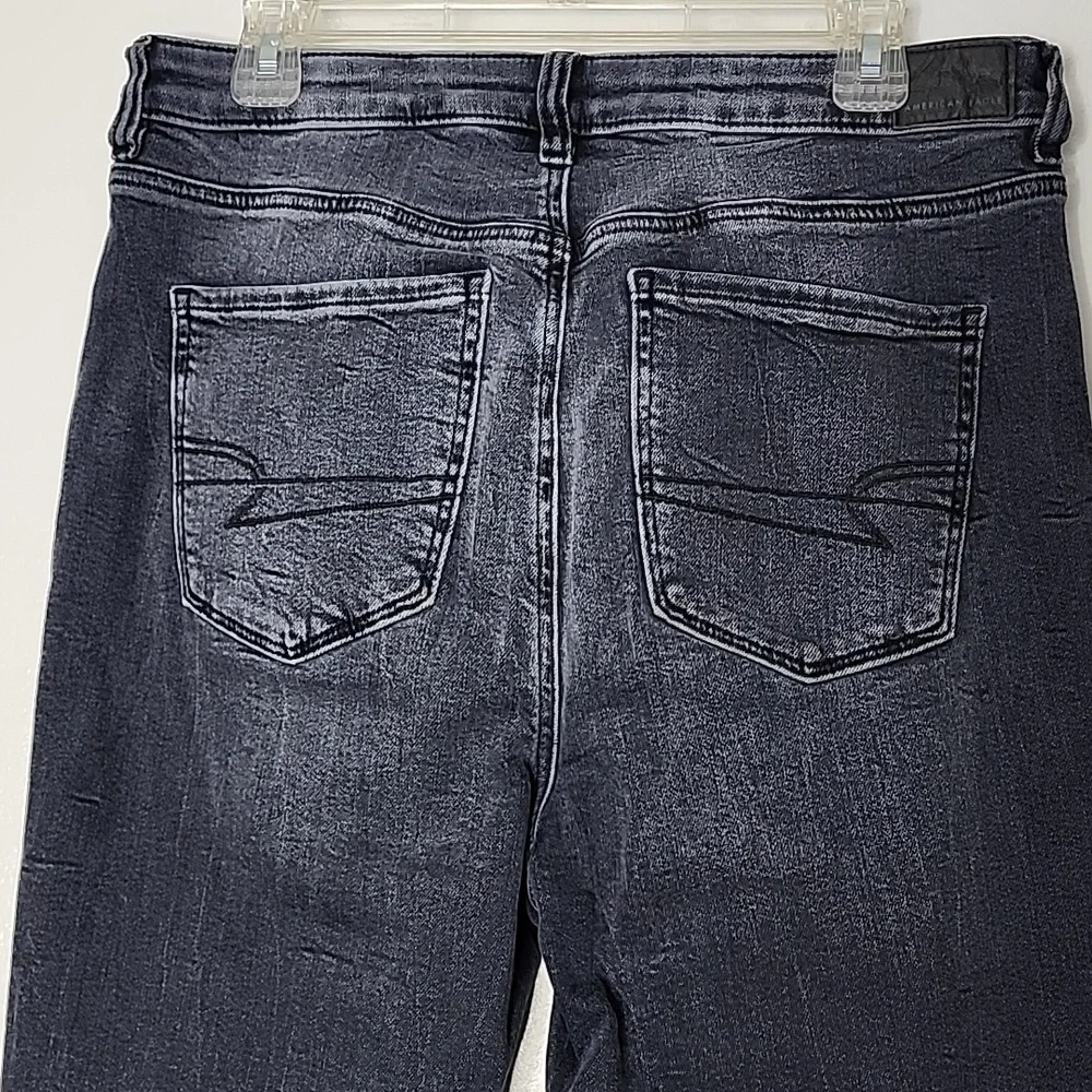 AEO Off Black Jeans Super Stretch Highest Rise Jegging Distressed XLong